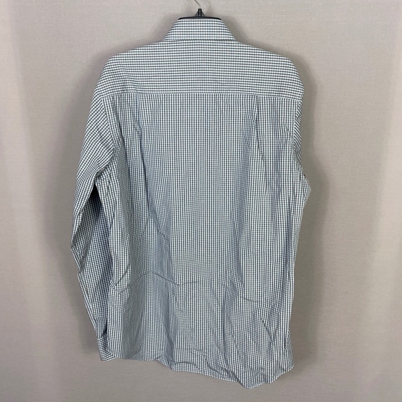 David Donahue Mens Plaid Button Up Trim Shirt in Blue Grey Size 17 Neck - Picture 4 of 7